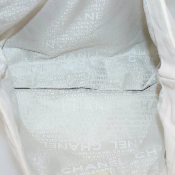 CHANEL COCO Mark Tote Bag No.5 Canvas White Silver CC Auth gh524 - Picture 13 of 16